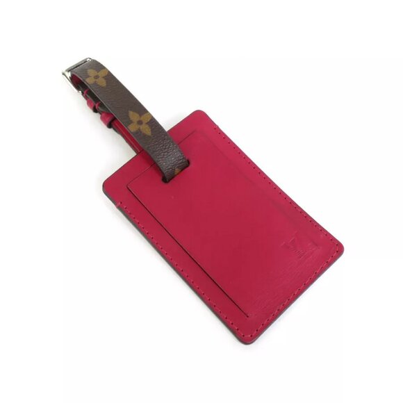 LOUIS VUITTON Name Tag Holder Burgundy/Brown Leather